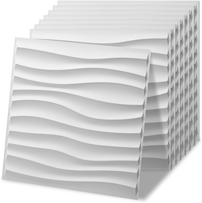 Art3d 100 Pack Decorative 3D Wall Panels, 97 Sq.Feet PVC Interior Wall Décor, 11.8"x11.8", White