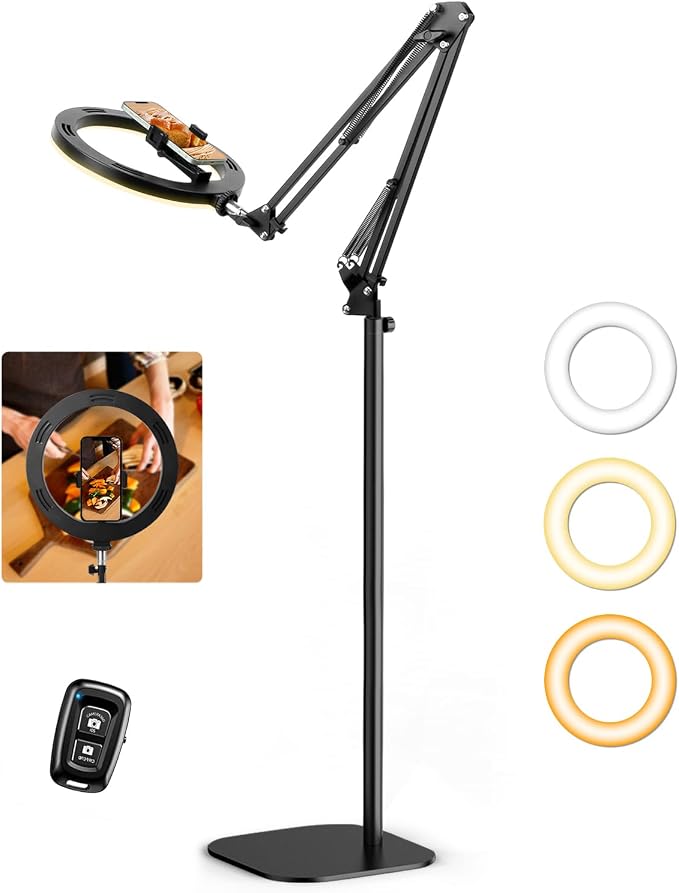 Ring Light with Stand Tripod for iPhone – Evershop 10” Overhead Camera Mount by Evershop
