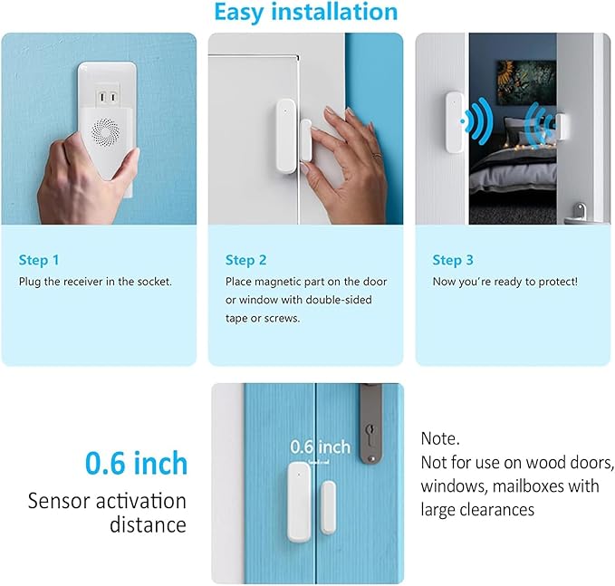 Wireless Door Sensor Chime, Door Open Alarm When Entry Business/Office/Store (500ft Range 51 Ringer Adjustable Volume) Home Alert Bell for Kid/Toddler Safety,2 Receivers +3 Sensors