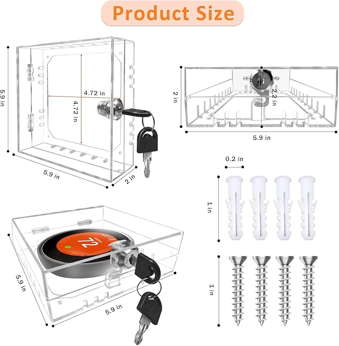 Young Dance Thermostat Lock Box with Key Thermostat Cover Universal Thermostat Lock Box Clear Small Thermostat Guard for Wall Thermostats for All Type Nest Thermostat 4.72''*4.53''*1.97'' or Smaller