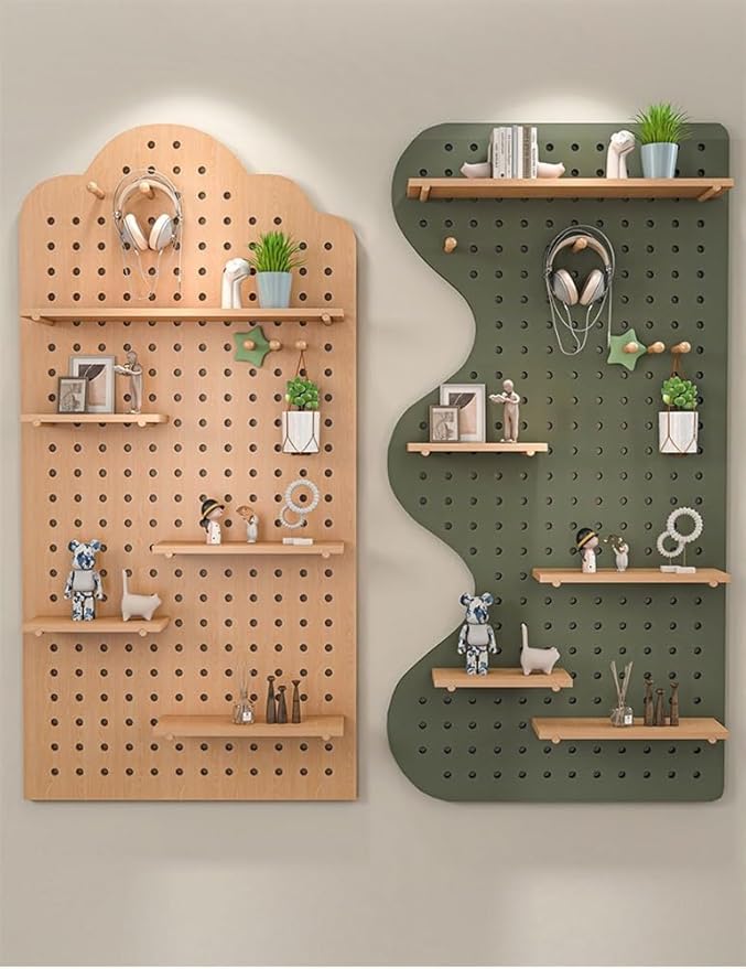 White Wooden Wall Organizer for Home & Office, Versatile Hanging Display Panel for Entryway, Kitchen, Crafting, 23.6"x47.2" Perforated Storage Solution