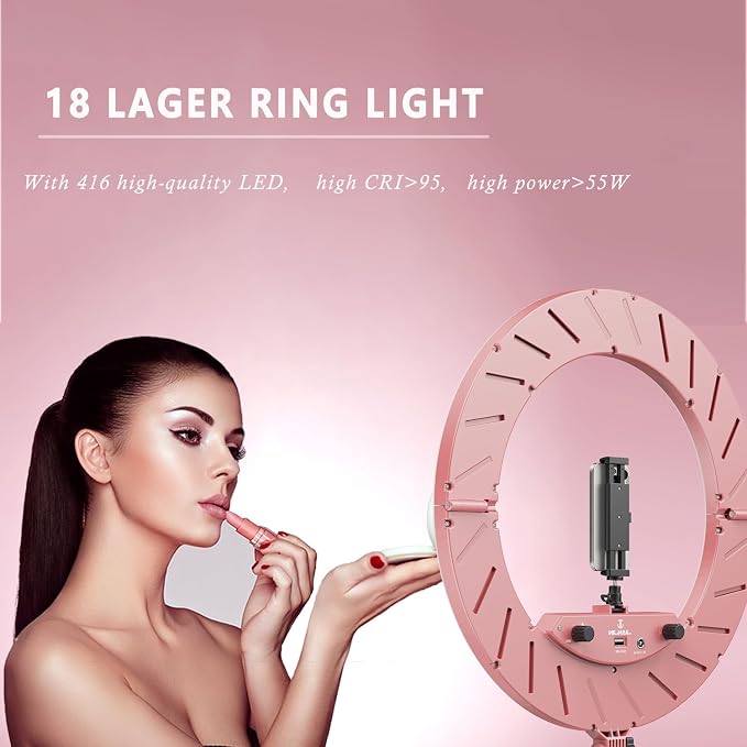 Ring Light 18 INCH Kit, 55W6700k Dimmable LED Light, Tripod Stand, Remote - Image 2