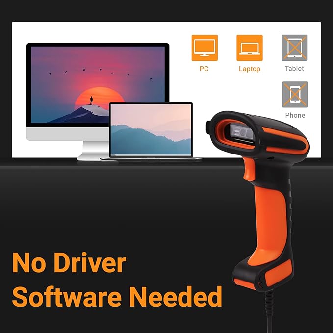 Tera Pro Extreme Performance Industrial Grade 1D 2D QR Barcode Scanner Wired with Stand Heavy Duty Drop Resistant Dustproof Hands Free Plug and Play for Warehouse Home Library Windows Mac Model 8100Y