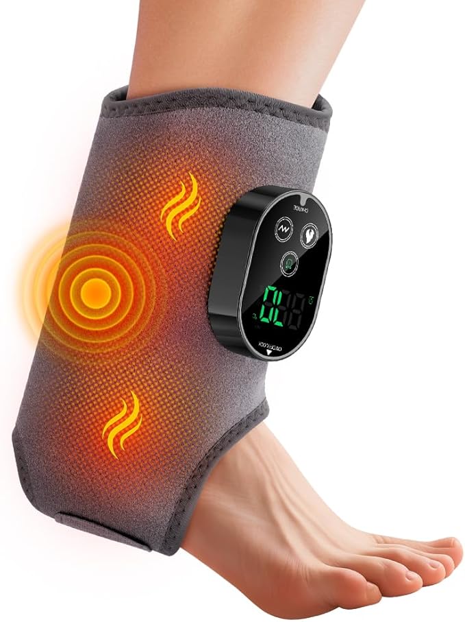 Foot and Ankle Massager for Pain Relief, Ankle Heating Pad Foot Renew Triple Method Massager Rechargeable Cordless Design with 6 Heating 3 Massage Modes & Timer