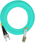 Jeirdus 100 Meters 328ft LC to ST Duplex 50/125 10G OM3 Multi-Mode Fiber Optic Cable Jumper Optical Patch Cord LC-ST
