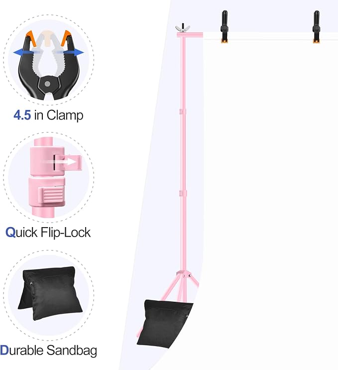 EMART Backdrop Stand 10x7ft Photo Studio Adjustable Background Stand Support kit - Image 4