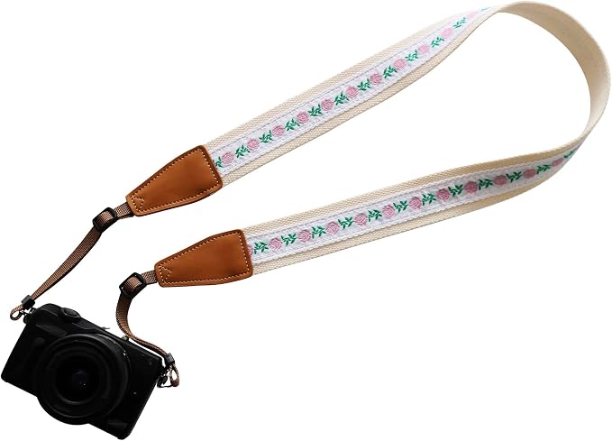 Original Design Personalized Adjustable Camera Strap Embroidery Small Flowers by Unknown