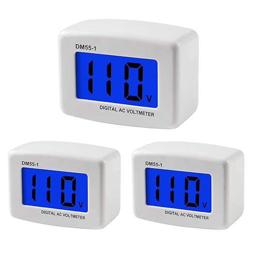 AITIAO 3Pcs Voltage Test Monitor,Flat US Plug AC 80-300V LCD Digital Voltmeter Voltage Measuring Monitor,110V 220V Voltage Panel Power Volt Test Meter for Household Plug into Outlet to Measure Voltage