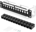 12 Port Patch Panel CAT6 Keystone Patch Panel Wall Mount 10 Inch Bracket by Enmane