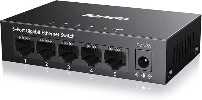 Tenda 5 Port Gigabit Switch, Unmanaged Ethernet Switch, Network Splitter by Tenda