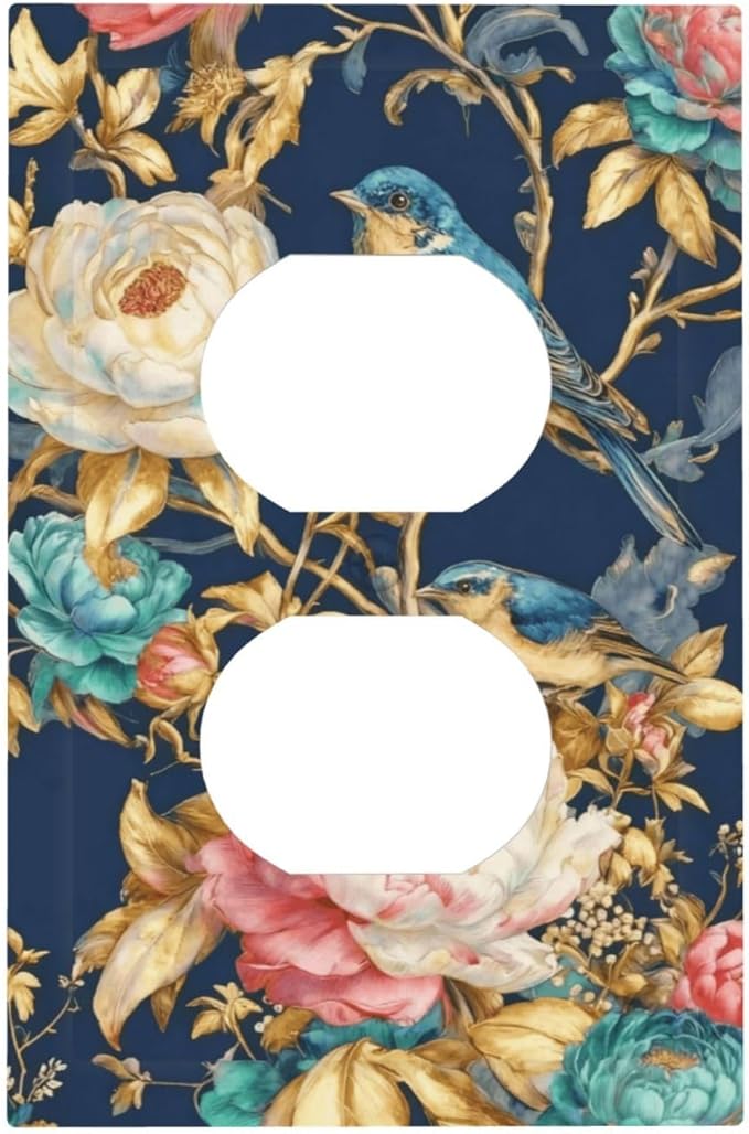 Bvtewkhz Floral Birds Morris Duplex Outlet Decorative Outlet Covers Light Switch Plate Electrical Receptacle Switchplate For Bathroom Kitchen Bedroom