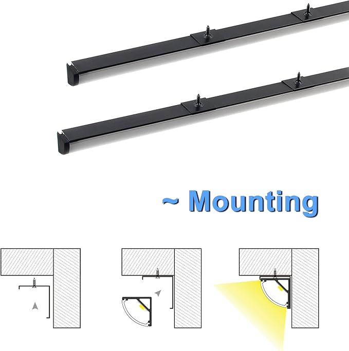 VST 6Pack 3.3 ft Black LED Aluminum Channel with Milky White Cover V Shape 16x16mm, Led Strip Light Track with Accessories for Led Strip Lights in Home Lighting