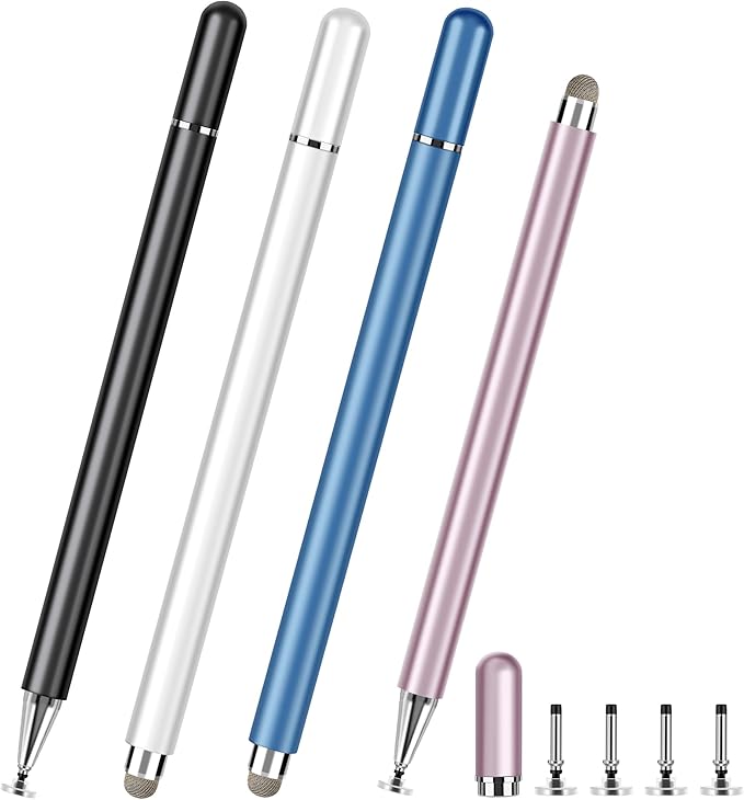 Stylus Pens for Touch Screens, 4 Pcs High Precision Disc Stylus with Magnetic Cap, 2 in 1 Stylus Pen Compatible with iPhone, iPad Pro, Mini, Air and Samsung Tablets