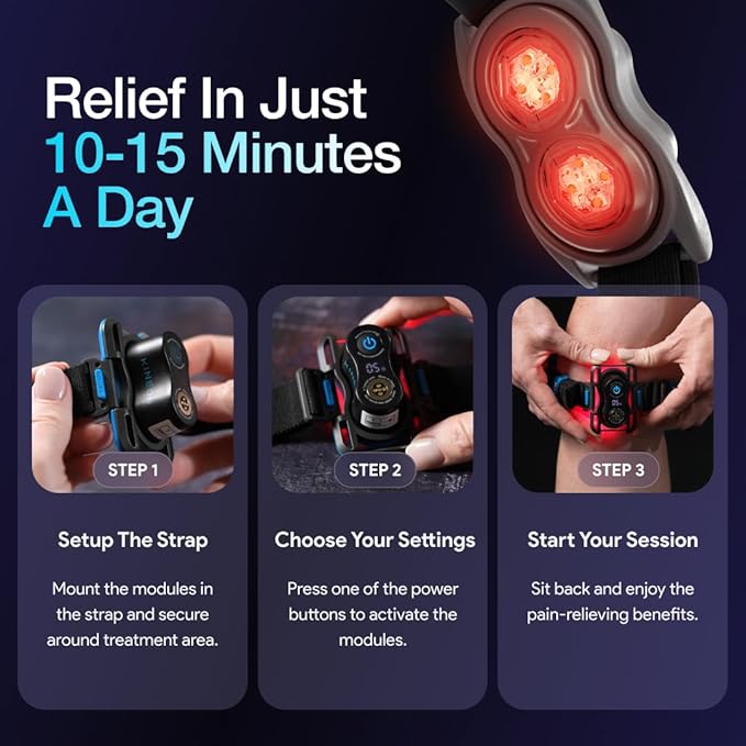 Kineon Move+ Pro Red Light Therapy Wrap – LED Light Therapy for Targeted Muscle Recovery, Inflammation, Joint Health & Mobility - Portable & Hands-Free Infrared Light Therapy for Body