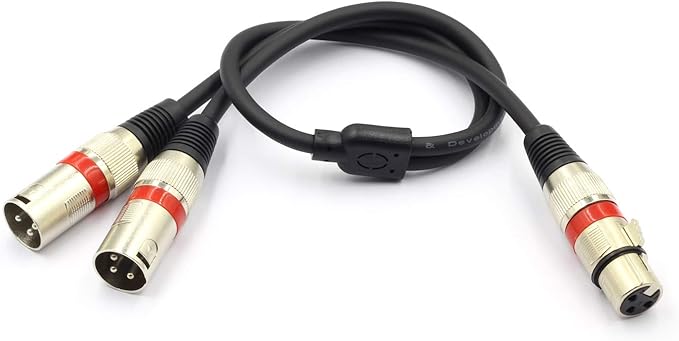 SiYear XLR Splitter Cable - XLR Female to Dual Male 3 Pin Patch Y Cable Balanced Microphone Splitter Cord Audio Adapter (50CM)