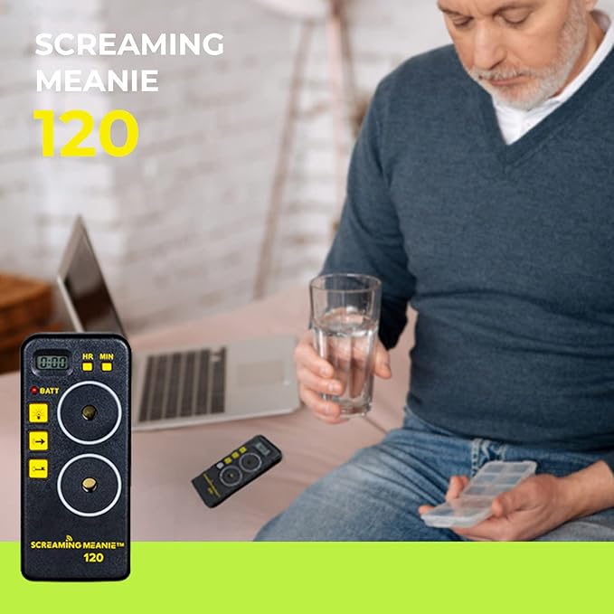 Screaming Meanie TZ-120 Extremely Loud Alarm Timer, Multi-Purpose Timer with 2 Sound Levels Perfect for Heavy Sleepers, Truckers, or Travelers (Battery Not Included) - Assorted Colors