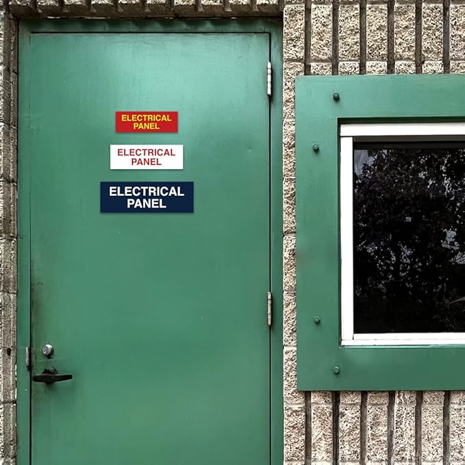 All Quality Basic Electrical Panel Sign - Fire Regulation Safety Compliance Sign - Blue/Gold - Small (1 Pack)