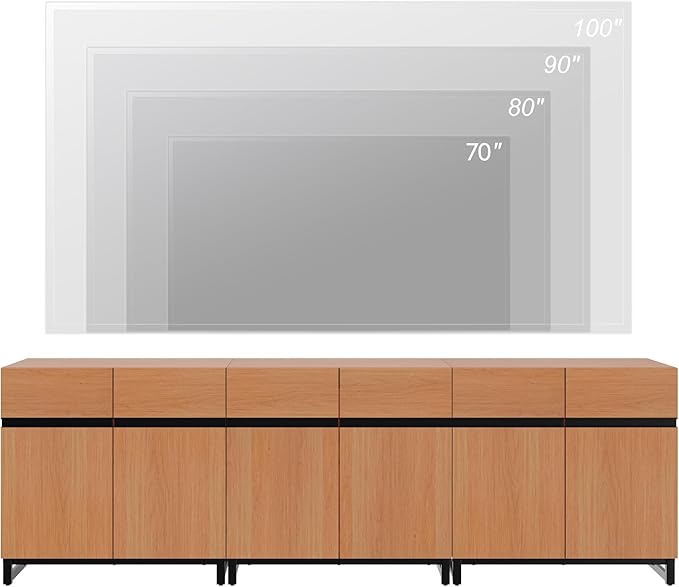 WAMPAT Modern TV Stand for TVs up to 110 inch, 3 in 1 Wood Entertainment Center TV Console Table with Adjustable Shelves and Metal Base for Living Room,Bedroom, Mocha