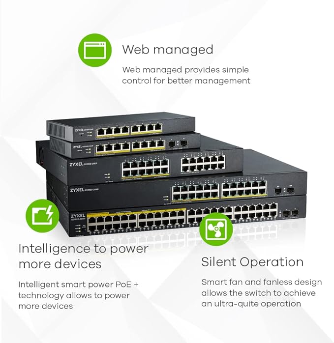 Zyxel 48 Port Ethernet Switch | Smart Managed Gigabit Network Switch | 48x GbE - Image 3