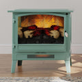 Country Living Infrared Freestanding Electric Fireplace Stove Heater in Mineral Blue | Multiple Flame Colors, Metal Design with Faux Wooden Logs | Alexa/WiFi Enabled, Remote Control