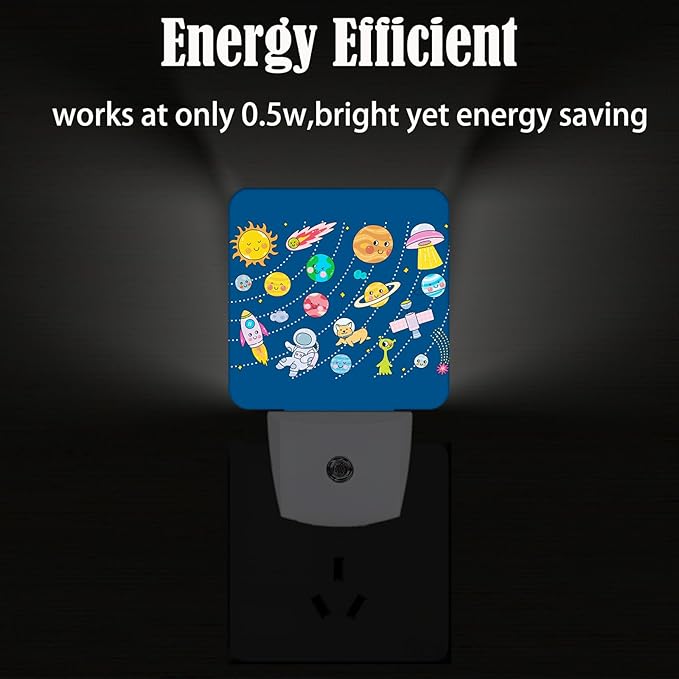 FSHVQKD Cute Space Doodle Night Light,Plug-in Nightlights Auto Sensor Night Lamp Dusk to Dawn Lamp Home Decor for Nursery Children Girls Boys