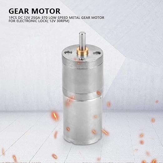 25mm DC 12V 25GA-370 Low Speed Metal Gear Motor for Electronic Locks Robotics Electric Curtains Security Systems with Copper Coil and Quiet High Performance