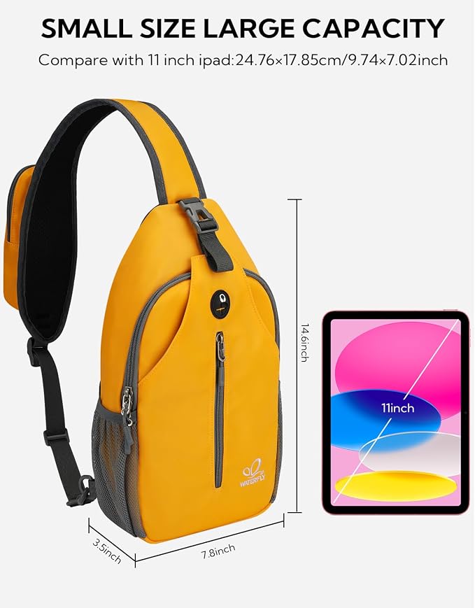 WATERFLY Crossbody Sling Backpack Sling Bag Travel Hiking Chest Bag Daypack - Image 2