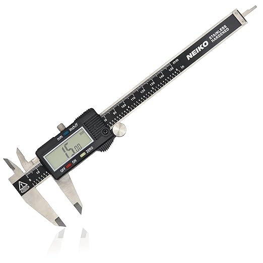 NEIKO 01407A Electronic Digital Caliper Measuring Tool, 0 - 6 Inches Stainless Steel Construction with Large LCD Screen Quick Change Button for Inch Fraction Millimeter Conversions, Digital Caliper Measuring Tool