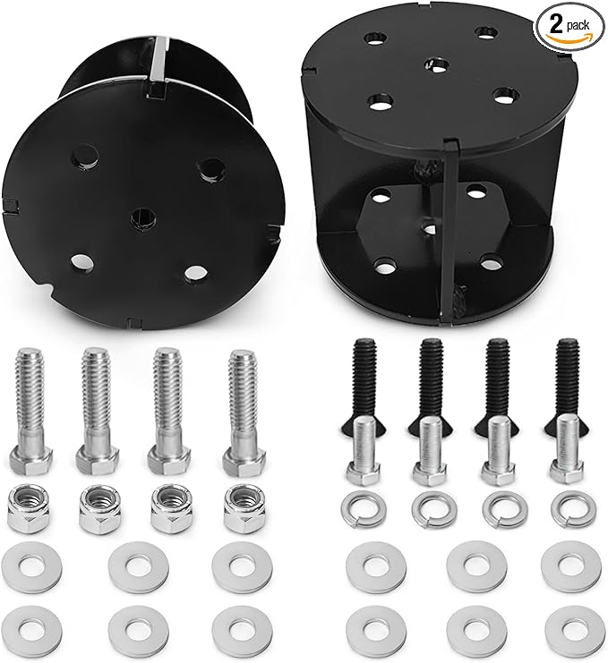 FLOVENTIS 4" Straight Air Helper Spring Spacer, Heavy-Duty Steel Compatible with Ford F150/F250/F350, Chevy, GMC, Ram, Toyota Air Springs Lift Spacer (7X1270)