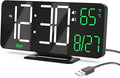 KOSUMOSU Digital Clock for Bedroom, 6.7in Black Alarm Clocks for Bedrooms,Auto Dimming, Date, Day of Week, Indoor Temperature,Digital Alarm Clock,Clocks for Living Room