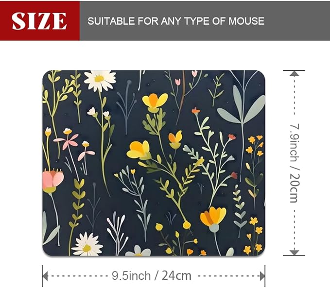 Dreamy Floral Pattern Square Mouse pad, Texture, Waterproof, Anti Slip Rubber Base, Computer Mouse pad, Laptop Mouse pad