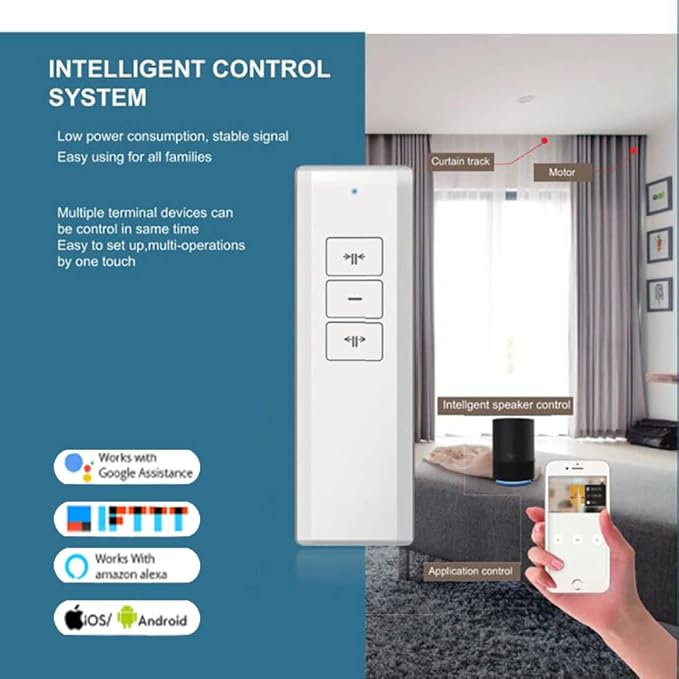 OlideSmart DIY WiFi Smart Automatic Curtain Motor Track System, Automatic Curtain Motor, Blinds Tracks, Length can be Customized (White, 4.2m)