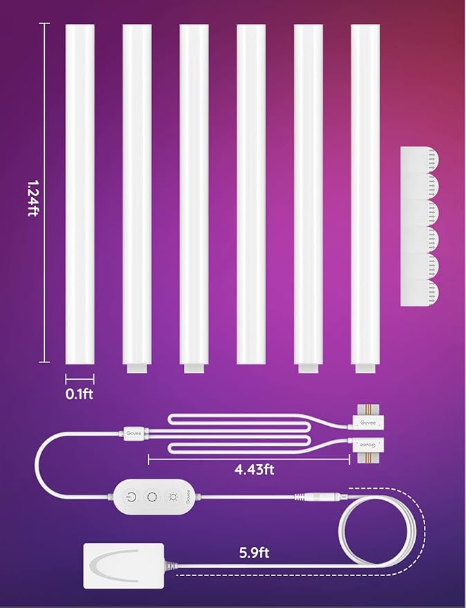 Govee Glide Wall Lights, RGBIC LED Light, Smart Gaming Light Compatible with SmartThings, RGB Lights Bar, LED Wall Lights for Bedroom, 2 Panels Set (3 Sections/Panel)