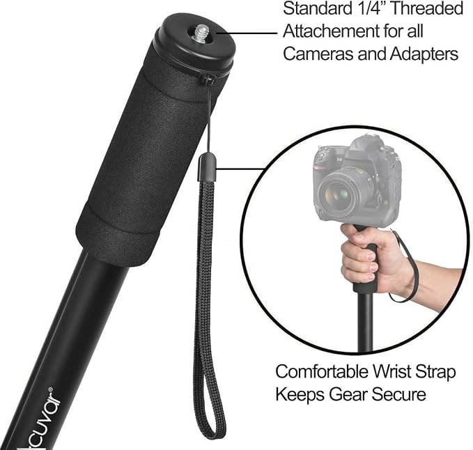 Acuvar Monopod with Integrated Safety Strap and 4 Section Extending Pole - Image 2