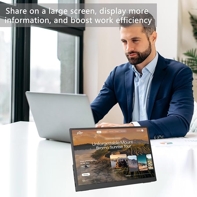Viyivwine Portable Monitor Touchscreen, 15.6''Laptop Screen Extender, FHD IPS Touch Screen, Travel Monitor with Kickstand & Speaker, HDMI USB C External Monitors for Laptop Phone Computer Xbox Switch