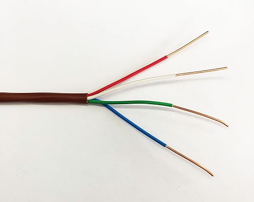 EASTWIRE 18/4 50ft Thermostat Wire, Solid Copper Wire, 18 Gauge Conductor, ETL Listed CL2 Power Limited Circuit Cable for Indoor/Outdoor Low Voltage Applications Use,Brown