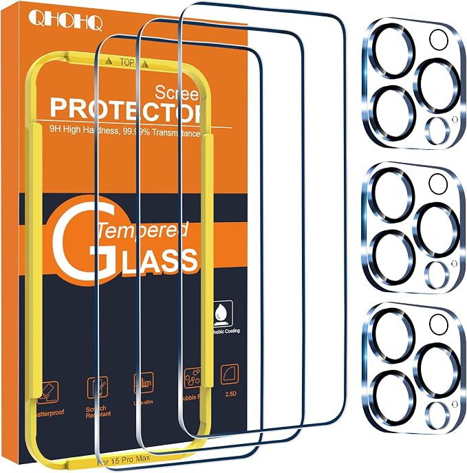 QHOHQ 3 Pack Screen Protector for iPhone 15 Pro Max by QHOHQ