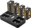 HW 9V Batteries， 3600mWh Rechargeable 9 Volt Battery by HW