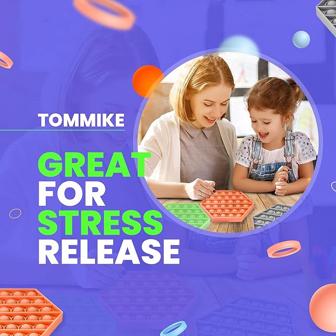 TOMMIKE Hexagon Push Pop Fidget Toy Bubble Sensory for Anxiety & Stress Relief Special Needs Autism Learning Office School Game Crafts Kids Adults (Cerulean)