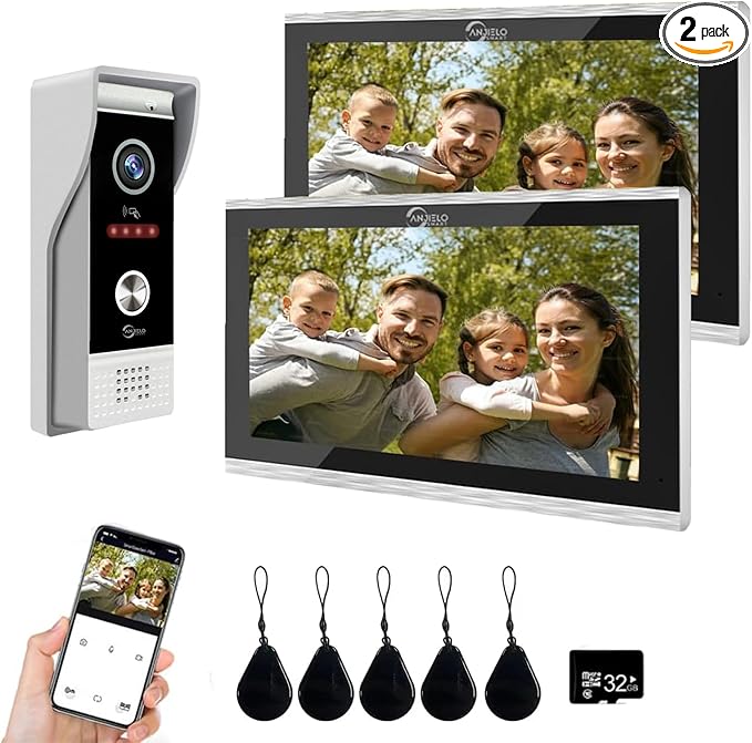 Wired Smart Video Apartments Intercom System,10 Inch Monitors with 1080P Doorbell Camera,3-in-1 Unlocking,TUYA WiFi Door Phone Kits, Ideal for Villas & Homes (1 doorbell + 2 Monitor)