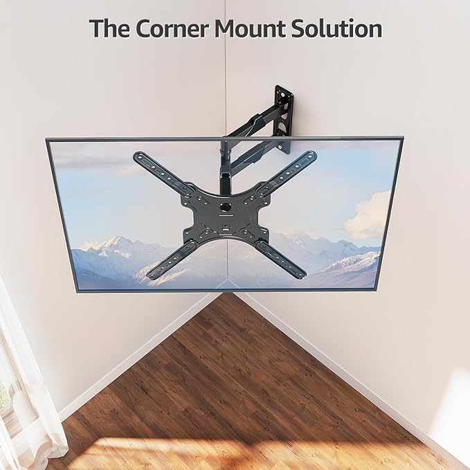 MOUNTUP TV Wall Mounts for Most 26-60 Inches TVs, Full Motion TV Bracket with Swivel and Extension, Articulating Arms, Tilt, Leveling, Single Stud Design, Max VESA 400x400mm up to 77lbs, MU0009