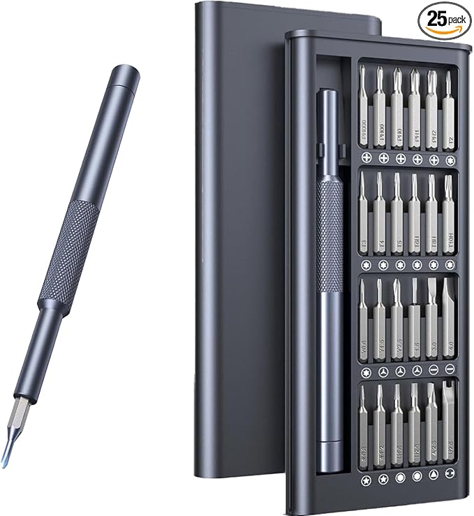 Card Holder 25-IN-1 Precision Small Screwdriver Set, Professional Mini Bit Tool Set for Glasses, Watch, Ring Doorbell, Electronic，Computer，high-strength steel Screw Driver，Magnetic，Gift for Mens