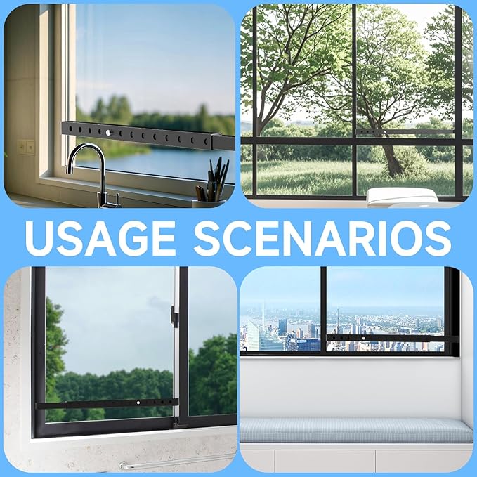 ZhouDaShu Adjustable Window Security Bars, Window Bars Security Inside Vertical, Window Bar Lock Prevent Burglary, Window Safety Bars for Children, Window Stick Extend from 16.3-29.3 in(Black -2 pcs)