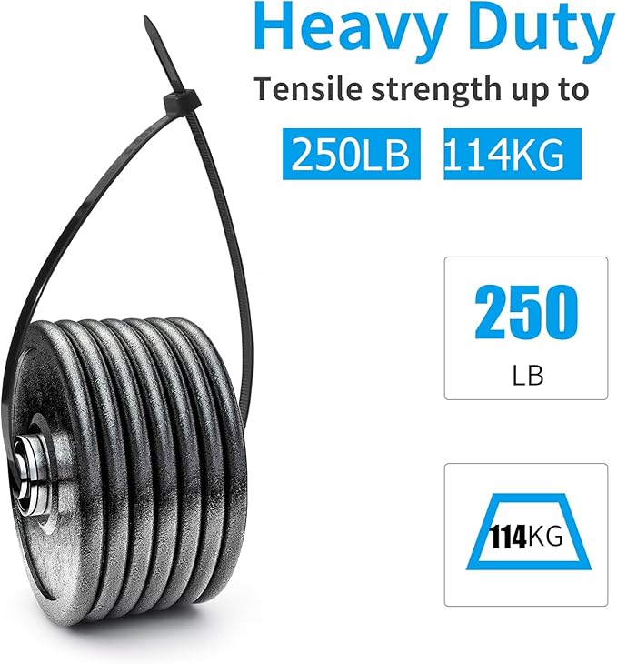 XINGO 12 inch White Zip Ties Heavy Duty 80 PCS, 250 LBS Ultra Strong Plastic Wire Ties, Large Cable Ties Extra Long Tie Wraps, Indoor and Outdoor UV Resistant