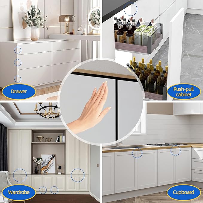 Magnetic Push Door Latch Jiayi 4 Pack Heavy Duty Push Magnets Cabinet Catches Touch Latches for Large Door Push Release Latch Kitchen Drawer Push Catch Press Out Latch Cabinet Hardware Black
