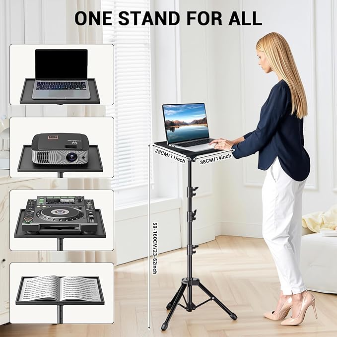 Naiveferry Adjustable Projector Stand Tripod, Laptop Stand Height from 26 to 63 Inch, Multifunctional DJ Rack Stand for Office Home or Studio