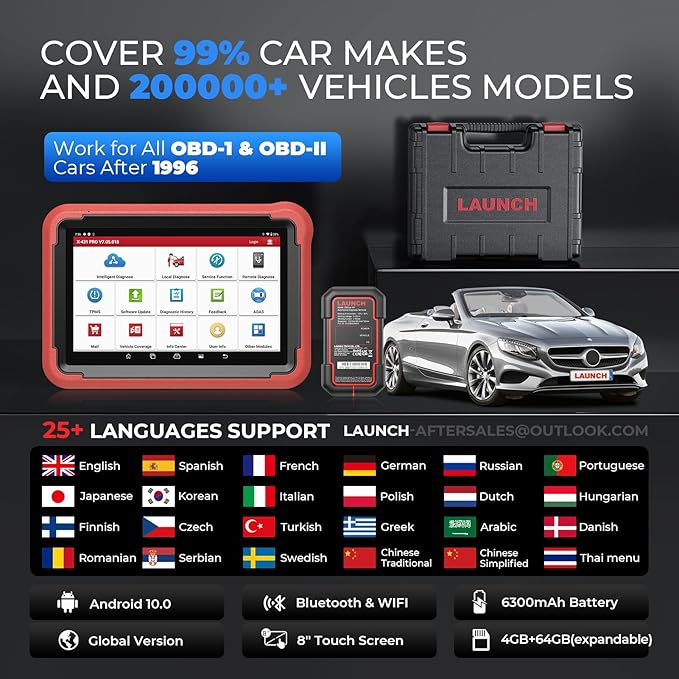Launch X431 PROS V 5.0, 2026 Newly Bidirectional Scan Tool, Bluetooth Launch Scanner with DBSCar VII Connector,38+ Reset for All Cars,Online ECU Code,CANFD,FCA AutoAuth,VAG Guide,2 Yrs F-Ree Update