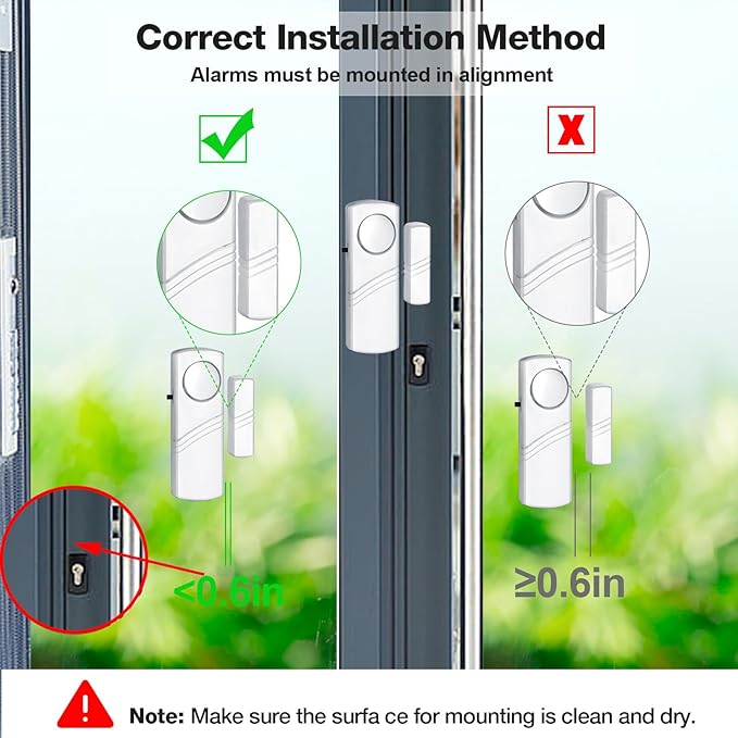 Security Door Window Alarm, Wireless Sensor Door Window Burglar Alarm, Door Alarms for Kids Safety, Easy Installation Doorbell Alarms for Office House Window Pool (8 Pack)