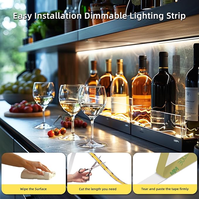 UVTaoYuan Led Strip Lights 5V USB 6.56ft/2m 640 LEDs Touch stepless Dimmable USB COB LED Strip Light 6500K White 10W Flexible 5v led for Bedroom Kitchen,Room Decor,3D Printing Lighting (3Pack)