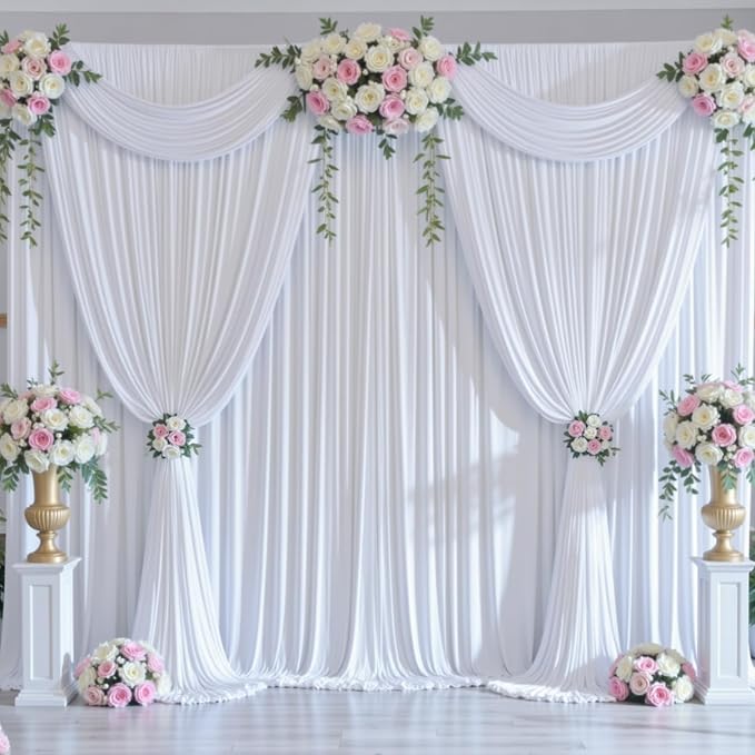 30ftx12ft Wrinkle Free White Backdrop Curtains - Image 7